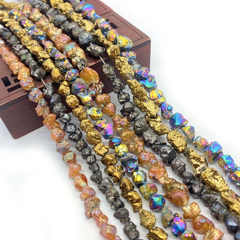 Irregular Natural Stone Chip Beads Electroplated Metallic Nugget Strand For DIY Jewelry Making Necklaces Bracelets Accessories