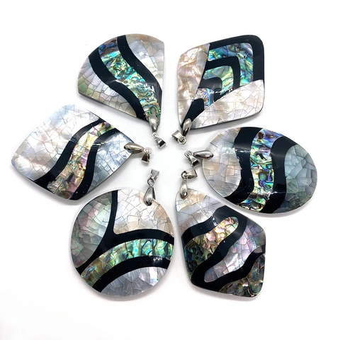 Natural Seawater Shell Pendant Only Patchwork Abalone Mother Of Artificial Pearl Iridescent DIY Jewelry Making Accessory For Women Crafting