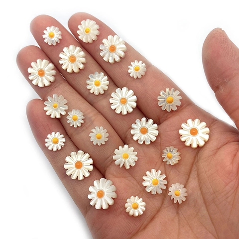 Perline Sciolte in Conchiglia Bianca Naturale a Forma di Margherita Perline Floreali Per Creazione Di Gioielli Fai Da Te
