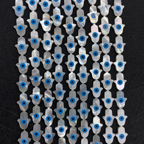 Natural Freshwater Mother Of Pearl Hamsa Hand Evil Eye Loose Beads For DIY Necklace Bracelet Jewelry Making Components