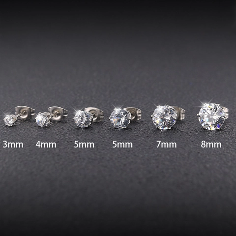 Boucles d'Oreilles Clous en Acier Titane Rond Zirconium 5A Hypoallergénique en Acier Inoxydable pour Hommes Femmes Bijoux Quotidien