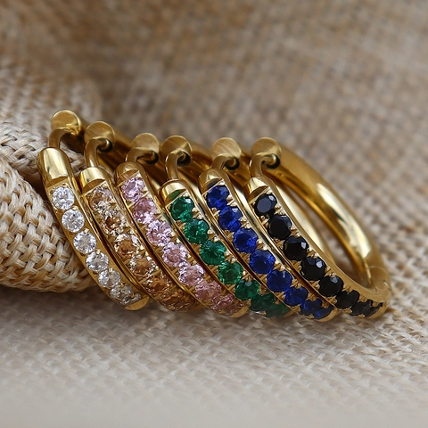 Minimalistische Edelstahl Ohrringe Mit Bunten Strass Eingelegt Mode Huggie Ohrringe Für Damen Täglichen Schmuck Geschenk