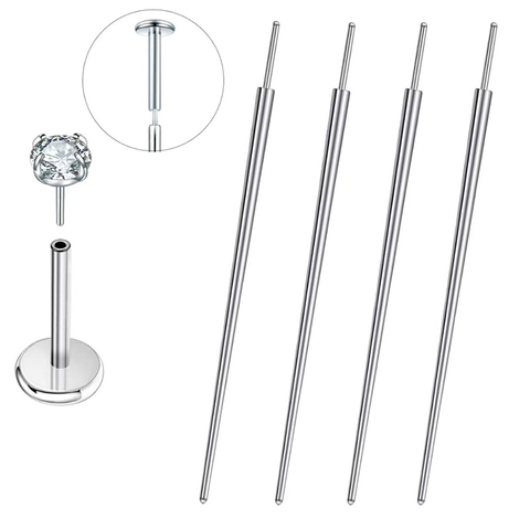 316 Stainless Steel Piercing Guiding Needle Insertion Rod Internal External Thread DIY Body Jewelry Auxiliary Tools