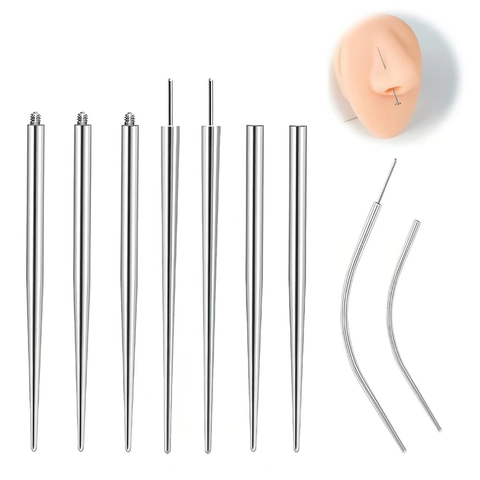 316 Stainless Steel Piercing Guiding Needle Insertion Rod Internal External Thread DIY Body Jewelry Auxiliary Tools
