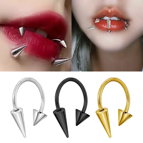 Anneau de Lèvre Fer à Cheval en Acier Inoxydable Bijoux Piercing Punk Nez Septum pour Femmes Hommes