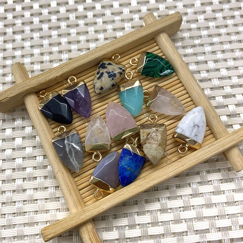Natuursteen Bullet Vorm Hangers Met Gouden Legering Kap Voor DIY Sieraden Maken Lapis Lazuli Amethist Kwartskristal Healing Point Bedels