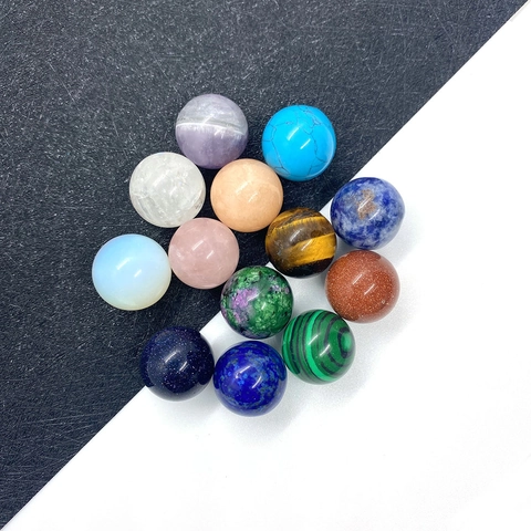 16mm Naturstein Kugel Perlen Ohne Loch Poliert Edelstein Kristallkugel Für DIY Schmuckherstellung Halskette Anhänger Dekor