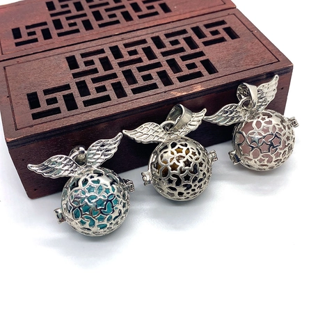 Angel Wing Hollow Star Sphere Cage Natural Stone Pendant For DIY Jewelry Making Turquoise Rose Quartz Tiger Eye Pendants