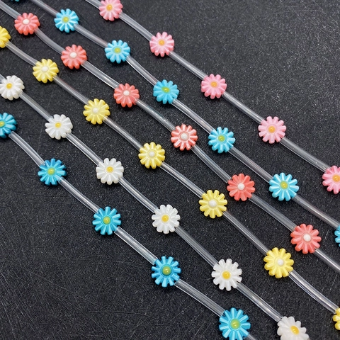 Perles en Vrac en Coquille Naturelle Marguerite Charms de Fleurs Rondes Pour Fabrication de Bijoux DIY Bracelets Colliers