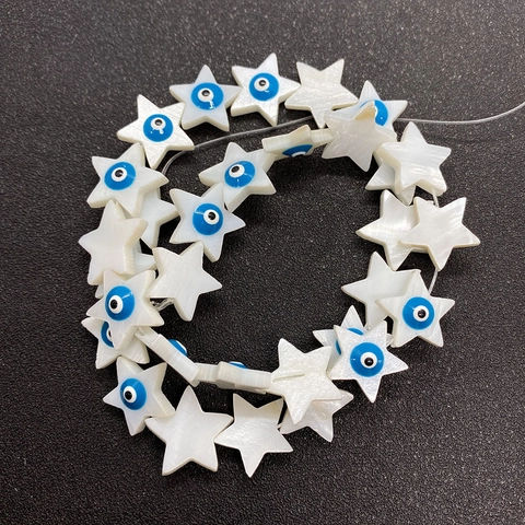 Natural Freshwater Shell Star Evil Eye Loose Beads Drip Oil Enamel Star Shape Beads For DIY Necklace Jewelry Making