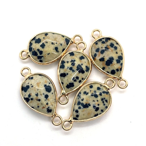 Natuursteen Druppel Connector Hanger Goud Omrand Gefacetteerde Charms Voor DIY Ketting Armband Maken Vrouwen Sieraden