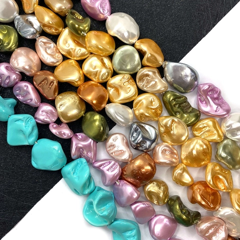 Baroque Irregular Teeth Shape Glass Beads Imitation Shell Paint Baked Loose Beads For DIY Jewelry Making Necklace Accessories