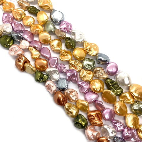Baroque Irregular Teeth Shape Glass Beads Imitation Shell Paint Baked Loose Beads For DIY Jewelry Making Necklace Accessories