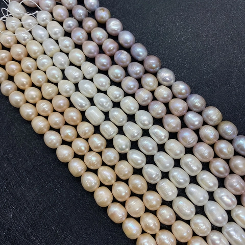 Natural Freshwater AA Grade Rice Artificial Pearl Beads White Purple Yellow Oval Baroque Loose Beads For DIY Jewelry Making Accessories