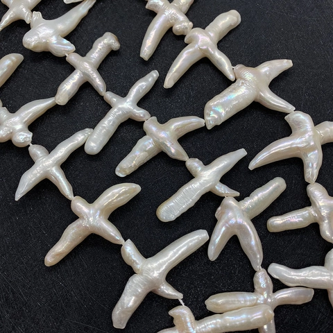 Natürliche Süßwasser Süßwasserperle Kreuz Vogelform Unregelmäßige Weiße Lose Süßwasserperlen Für DIY Schmuckherstellung Hochzeit Party Kette