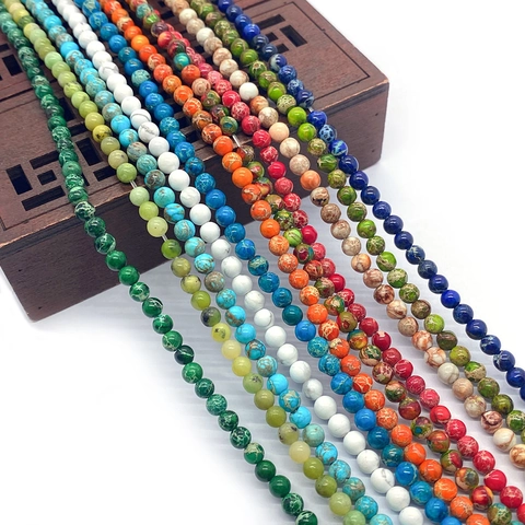 Natural Imperial Jasper Stone Round Loose Beads Turquoise Stone Strand For DIY Jewelry Making Necklaces Accessories