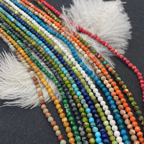 Natural Imperial Jasper Stone Round Loose Beads Turquoise Stone Strand For DIY Jewelry Making Necklaces Accessories