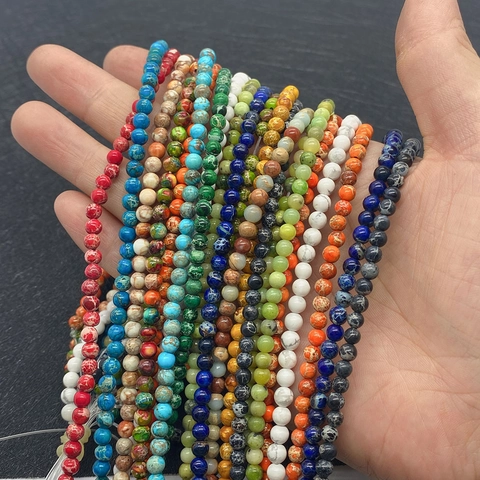 Cuentas Sueltas de Piedra Natural Jaspe Imperial Turquesa Redondas para Fabricación de Joyas DIY Collar Pulsera Accesorio