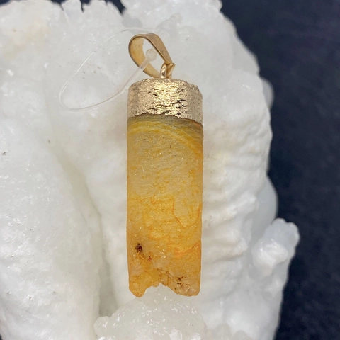 Natural Stone Crystal Pendant Cylindrical Frosted Electroplated Charm Pendant Only Without Chain For DIY Jewelry Making Accessories