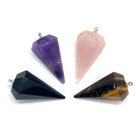 Natuursteen Zeshoekige Punt Hanger Amethist Rozenkwarts Tijgeroog Helende Kristal Voor DIY Sieraden Maken Meditatie Spirituele Accessoires