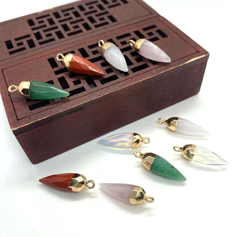 Natuursteen Hangers Kogelvorm Traan Charms Voor DIY Sieraden Maken Vergulde Legering Kap Vintage Boheemse Accessoires