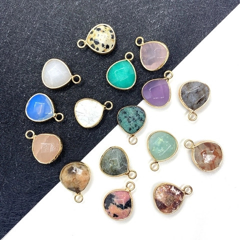 Pendentif Seul En Pierre Naturelle Facettée Sans Chaîne Forme Goutte Bordure En Cuivre Plaqué Or Accessoire De Fabrication De Bijoux DIY Pour Collier Boucle D Oreille Femme