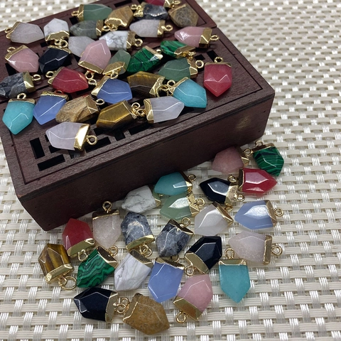 Veelkleurige Natuursteen Hangers In Kogelvorm Zeshoekige Gepunte Kristallen Kwartssteen Voor DIY Ketting Sieraden Maken Accessoires