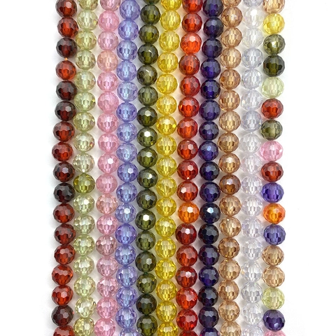 Natural Stone Faceted Round Zirconia Beads Loose Spacer Beads For DIY Jewelry Making Necklace Bracelet Accessory