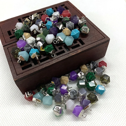 Natural Stone Irregular Faceted Pendant With Gold Silver Plated Metal Bail For DIY Necklace Jewelry Making Accessory