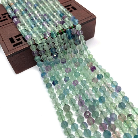 Faceted Round Natural Green Fluorite Beads 6mm Green Crystal Loose Stone For DIY Necklace Bracelet Jewelry Making Supplies