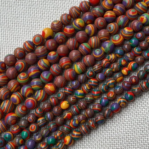 Natural Stone Malachite Round Loose Beads Colorful Striped Texture Beads For DIY Jewelry Making Necklaces Bracelets Accessories