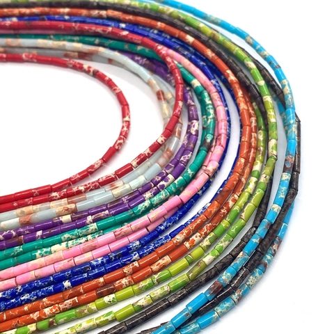 Natural Stone Turquoise Tube Cylinder Spacer Beads For DIY Jewelry Making Handmade Bracelet Necklace Findings Accessories
