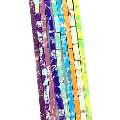 Natural Stone Rectangular Tube Beads Imperial Jasper Turquoise Cube Loose Beads For DIY Necklace Bracelet Jewelry Making