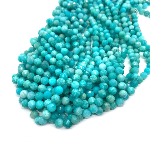 Perles en Pierre Naturelle d'Amazonite Facettées Perles d'Espacement en Vrac pour la Fabrication de Bijoux DIY Collier Bracelet