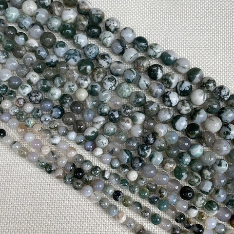 Natural Stone Round Beads Moss Agate Blue Lace Agate Loose Beads For DIY Jewelry Necklace Bracelet Making Accessories