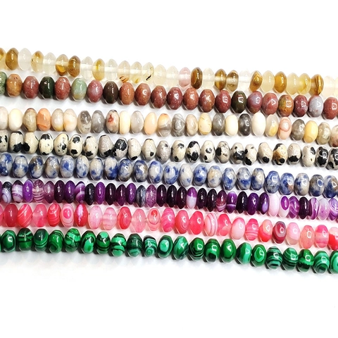 Natural Stone Agate Abacus Beads Rondelle Faceted Loose Beads For DIY Necklace Bracelet Jewelry Making Craft