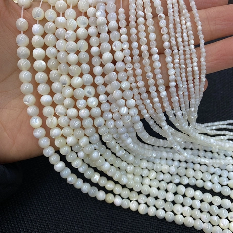 Natural Seawater Shell Round Loose Beads For DIY Jewelry Making Polished White Flesh Trochus Beads Accessories