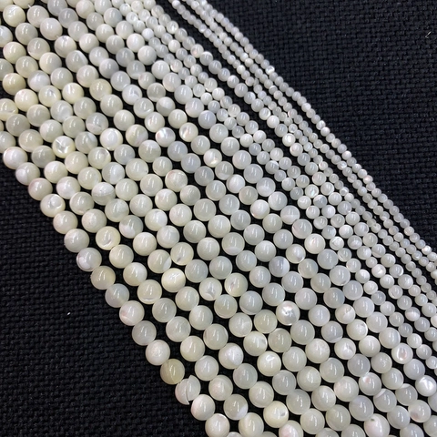 Natural Shell Round Beads Polished Mother Of Pearl Beads For Jewelry Making DIY Accessories White Beige Colored Beads