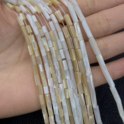 Natural Shell Mother Of Artificial Pearl Cylinder Tube Loose Beads For DIY Jewelry Making Iridescent Column Shape Handcrafted Necklace Accessories
