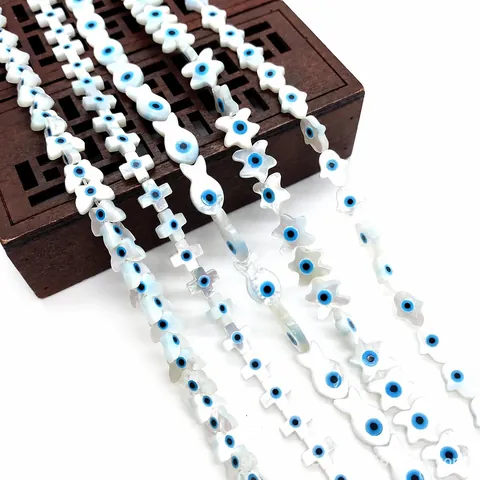 Natural Shell Evil Eye Loose Beads For Jewelry Making DIY Charms Butterfly Heart Star Fish Hamsa Hand Mother Of Artificial Pearl Beads