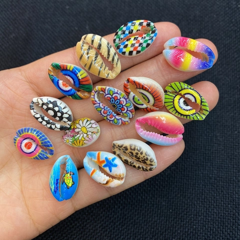 Natural Painted Cowrie Shell Beads Sea Snail Loose Beads For DIY Jewelry Making Necklace Bracelet Bohemian Style Accessories