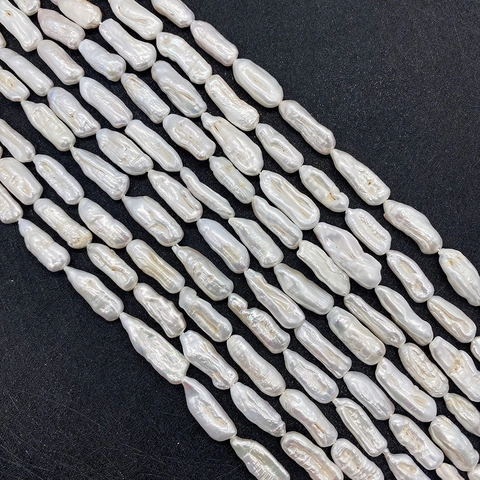 Cuentas de Perlas de Agua Dulce Blancas Naturales Barroco Irregular Forma de Biwa Pulidas Gemas Orgánicas para DIY Collar Pulsera Joyería Mujer