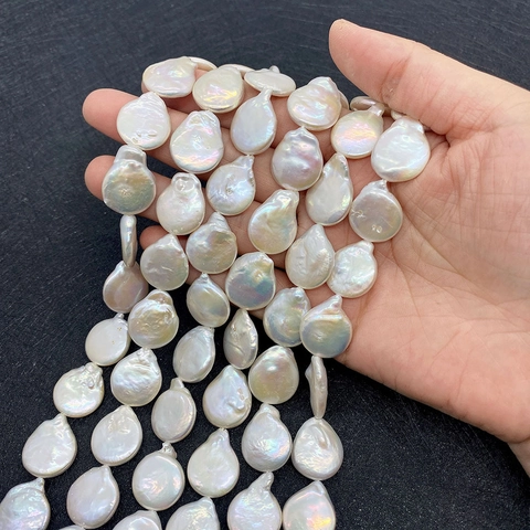 Natural Freshwater Pearl Beads Irregular Coin Button Baroque Pearls For DIY Jewelry Making White Large Pearls Strand