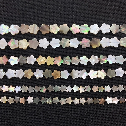 Künstliche Perles en Coquillage Naturel 6-12mm Nacre Noire Fleur à Cinq Pétales Künstliche Perles d'Espacement Pour la Fabrication de Bijoux DIY