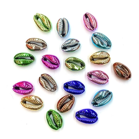 Natural Electroplated Cowrie Shell Beads For DIY Jewelry Making Handmade Bracelet Metallic Sea Snail Shell Craft Accessory