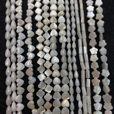 Natural White Mother Of Artificial Pearl Shell Loose Beads Heart Star Flower Teardrop Shaped Polished Strand Beads For DIY Jewelry Making Accessories