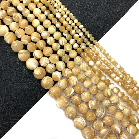 Natural Trochus Shell Round Loose Beads Polished Elegant Bohemian Vintage Style For DIY Jewelry Making Bracelet Necklace