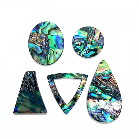 Natural Abalone Shell Iridescent Geometric Beads Round Triangle Shapes For DIY Jewelry Making Accessories Handcrafted