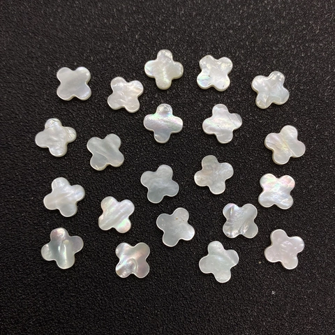 Natürliche Seemuschel Blumenperlen Kleeblatt Form Weiß Schwarz Ohne Loch Lose Perlen Für DIY Schmuckherstellung Zubehör