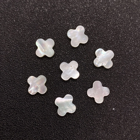 Natürliche Seemuschel Blumenperlen Kleeblatt Form Weiß Schwarz Ohne Loch Lose Perlen Für DIY Schmuckherstellung Zubehör